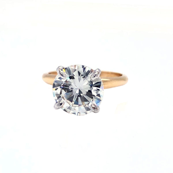 3.45 Carat GIA Certified Round Diamond Ring 14 Karat Gold Si1 Clarity I Color