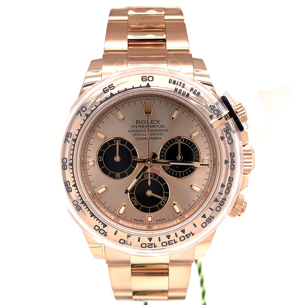 Rolex Daytona Rose Gold Pink Panda Dial Oyster Perpetual Cosmograph Mens Watch 116505
