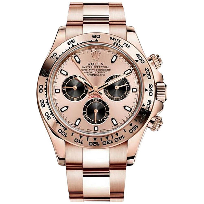 Rolex Daytona Rose Gold Pink Panda Dial Oyster Perpetual Cosmograph Mens Watch 116505