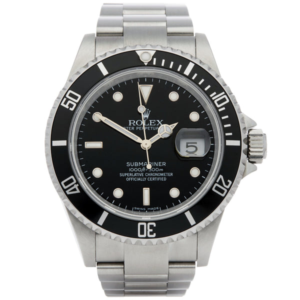 Rolex Submariner Date 40mm Black Dial Stainless Steel Oyster Watch 16610