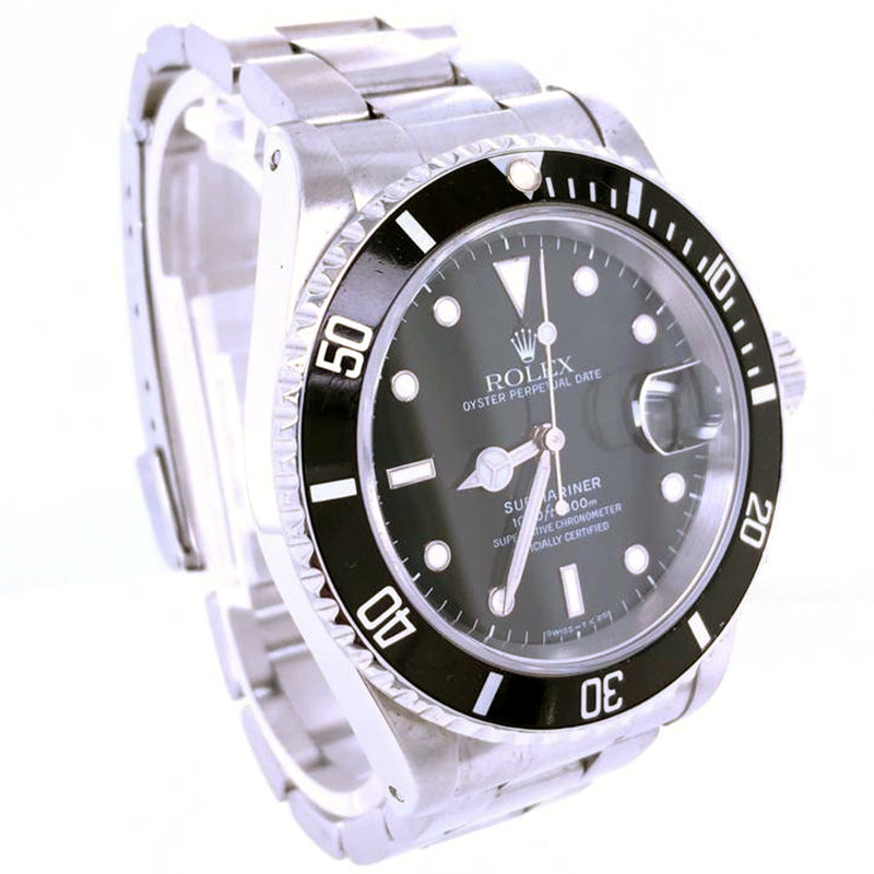 Rolex Submariner Date 40mm Black Dial Stainless Steel Oyster Watch 16610