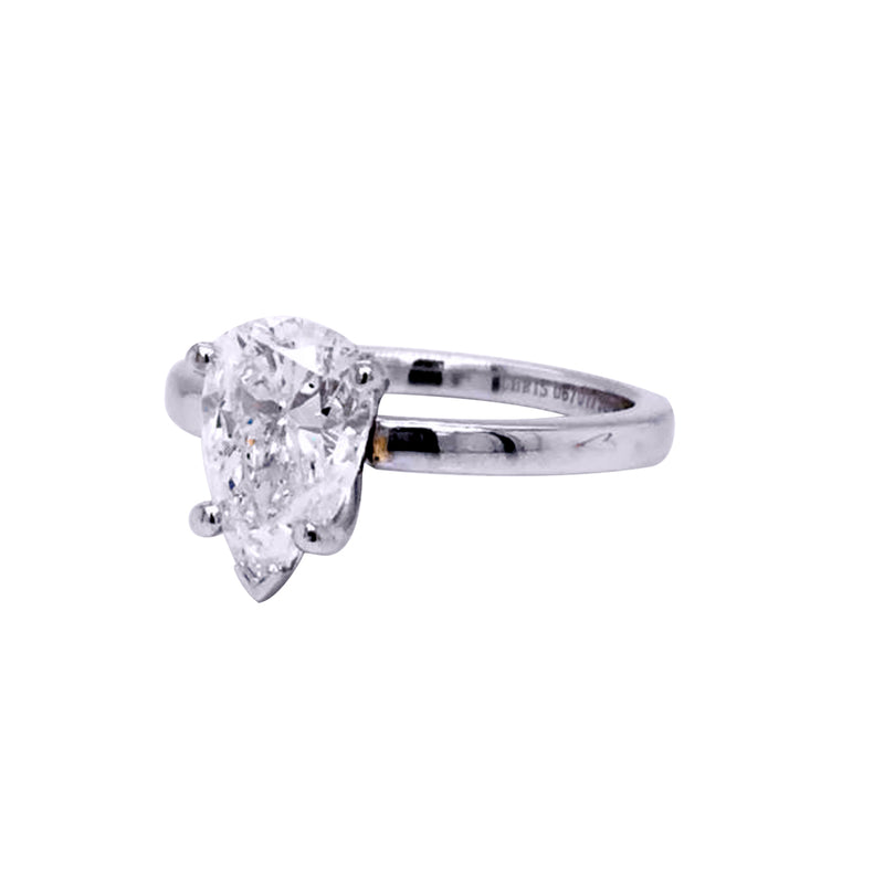1.92 Carat Pear Shape Diamond Solitaire Ring 18K White Gold 4 Prongs Si1 Clarity