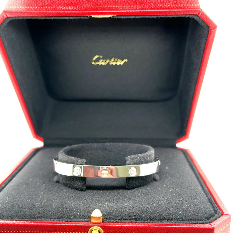 Cartier Love Bracelet 0.42ct 4 Diamonds Brilliant-Cut Size 17 White Gold