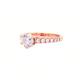 0.90 Carat GIA Round Pave Diamond 18 Karat Rose Gold Vintage Engagement Ring