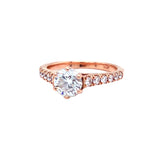 0.90 Carat GIA Round Pave Diamond 18 Karat Rose Gold Vintage Engagement Ring