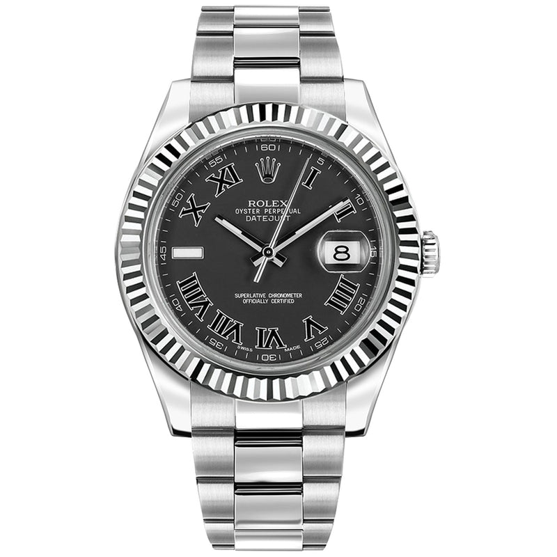 Rolex Datejust II Auto 41mm Steel Men's Oyster Bracelet Roman Dial Watch 116334