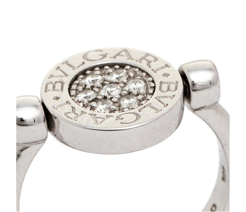 Bvlgari Onyx Diamond 18K White Gold Flip Ring 50