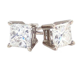 1.45Ct Princess Cut Diamond Basket Stud Earrings 14k Gold 4 Prong Screw Back