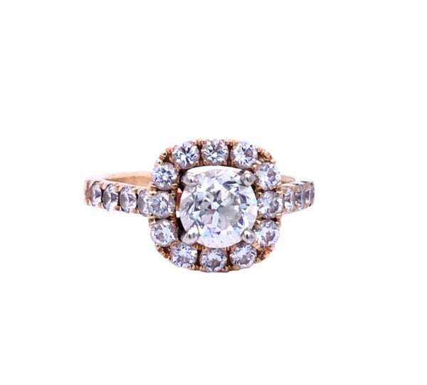 GIA Certified 1.00 Carat Natural Round Cut Classic Pave Diamond 14K Gold Ring