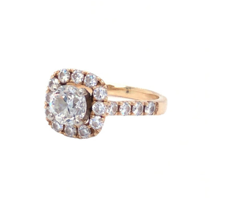 GIA Certified 1.00 Carat Natural Round Cut Classic Pave Diamond 14K Gold Ring