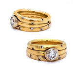 Trinity 18 Karat Yellow Gold 0.80 Carat Center Stone Diamond Band Ring G/H VS1