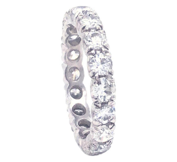 1.93 Carat Round Cut Diamond Eternity Band Prong Platinum Ring 4.5 Grams