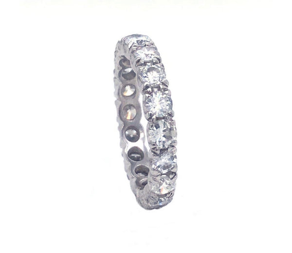 1.93 Carat Round Cut Diamond Eternity Band Prong Platinum Ring 4.5 Grams