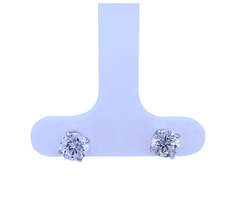 1.35ct 4-Prong Basket Diamond Stud Earrings 14 Karat White Gold 'H-I, SI2-SI3'