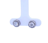 4-Prong Setting Pave Diamond Round Stud Earring Pair 14K Gold 1.01 Carat 'G-H'