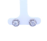 4-Prong Setting Pave Diamond Round Stud Earring Pair 14K Gold 1.01 Carat 'G-H'