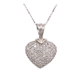 18 Karat White Gold Pave Diamond Heart Pendant Necklace