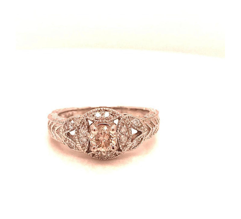 Feligree Setting 0.30 Carat Diamond as Center Stone Crafted in 14K White Gold