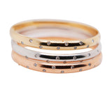 Set of 3 14K Gold / Rose Gold / White Diamonds Bangle Bracelet Set for Women's