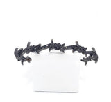 Djula Black Gold Barbed Wire Semi Pave White Diamond 18 Carat Bangle Bracelet
