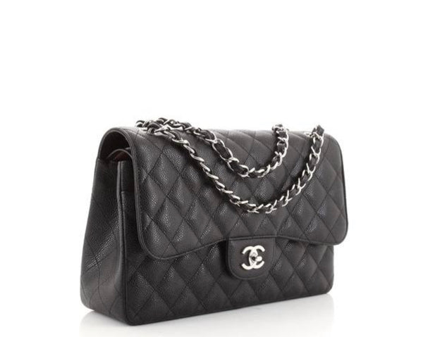 Chanel Classic Double Flap Bag Quilted Caviar Jumbo