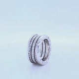 Bvlgari B.Zero1 4-Band Ring with Pave Trim Diamond Size 52 18k White Gold