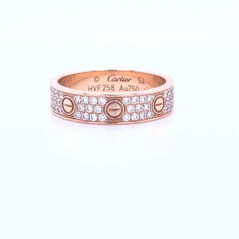 Cartier Rose Gold Pave Diamond Wedding Love Ring CRB4085854