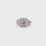GIA Certified 2.01 Carat Cushion Cut Diamond with 0.68ct Pave 14K Gold Ring